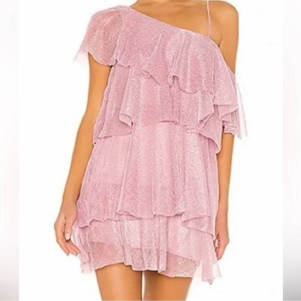 Lovers + Friends Pink Layered One-Shoulder Dress